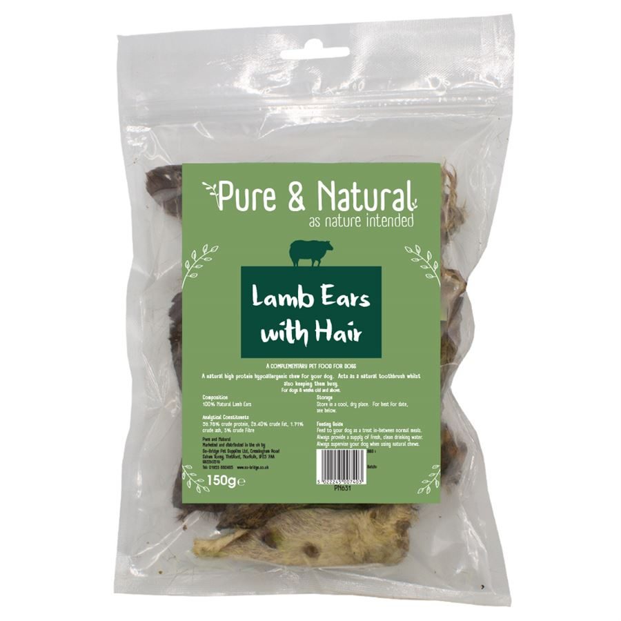 Pure & Natural Lamb Ears with Hair 150g
