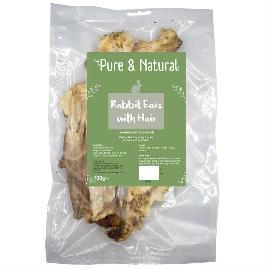 Pure & Natural Rabbit Ears with Hair 100g