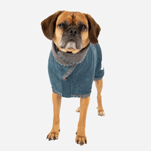 Ruff & Tumble Special Edition Dog Drying Coat Teal/Flint with Dots