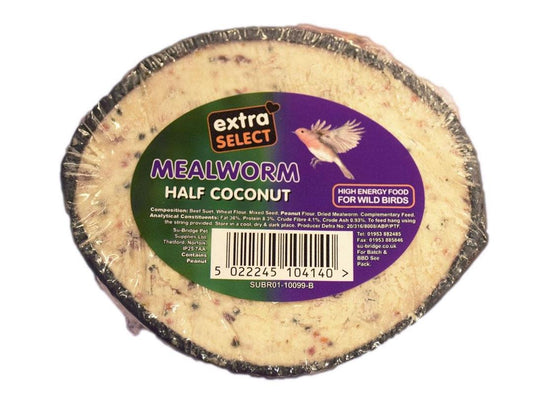 Extra Select Half Coconut Suet Feeder with Mealworm