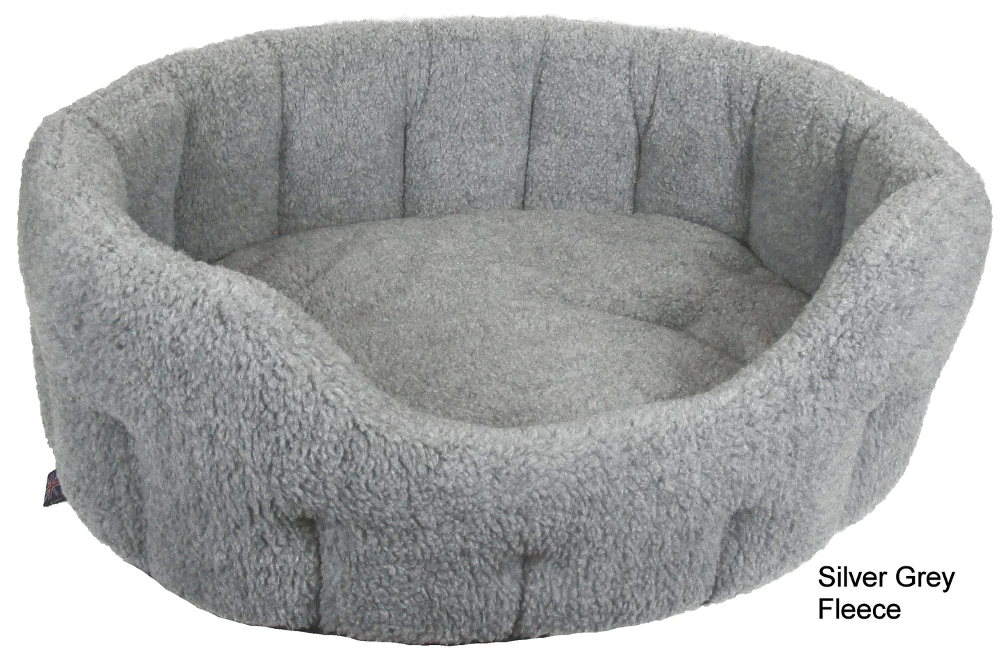 P&L Premium Oval Drop Fronted Sherpa Fleece Softee Bed Silver / Grey Fleece