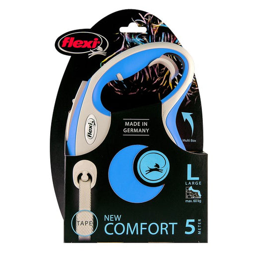 Flexi New Comfort Retractable Tape Lead Blue 5m