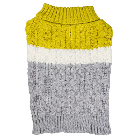 Sotnos Colour Block Grey & Yellow Sweater