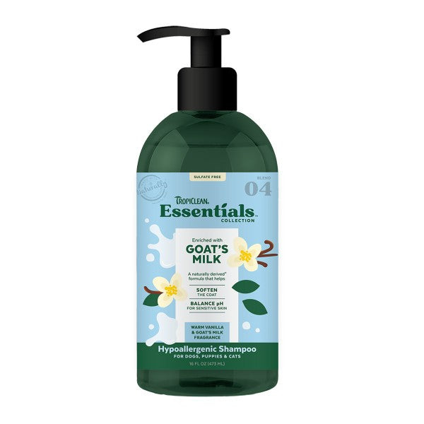 TropiClean Essentials Goat's Milk Shampoo for Dogs, Puppies and Cats 473ml