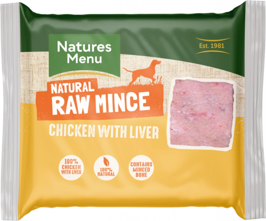 Natures Menu Chicken & Liver Mince Block 400g