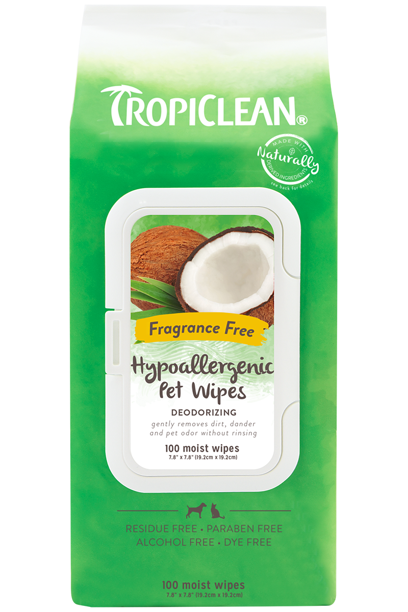 TropiClean Gentle Coconut Hypoallergenic Pet Wipes 100pk